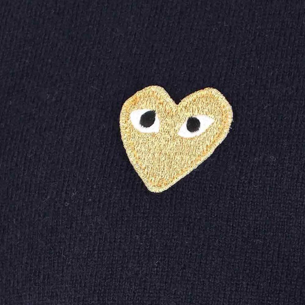 Comme des Garcons Navy Unisex Cardigan Gold Heart Knit