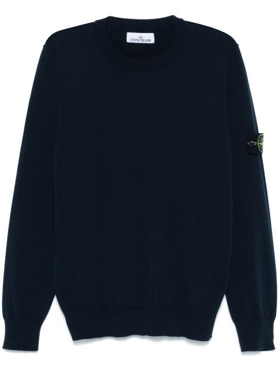 STONE ISLAND Navy Round Neck Knit Sweater for Me K1S155100053S00B2V0020 NAVY DOM