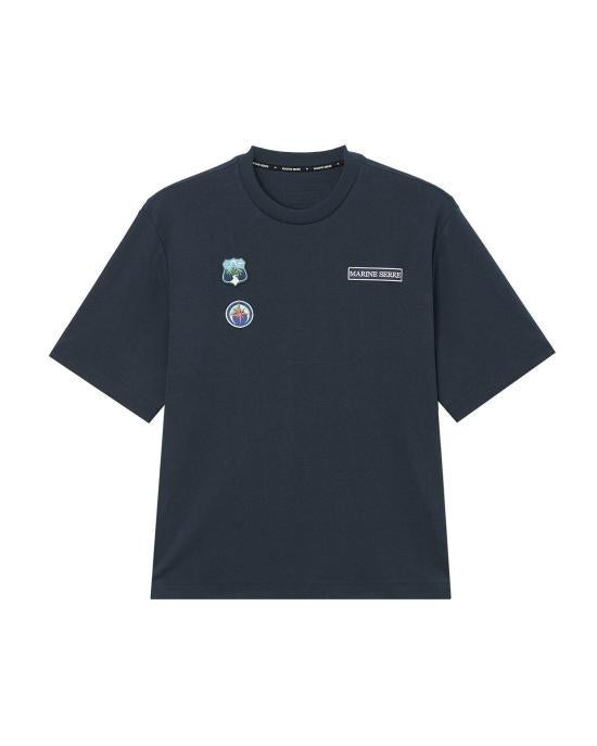 Marine Serre Short Sleeve T-Shirt UTT001ACJER0117 BL81 NAVY BLUE DOM