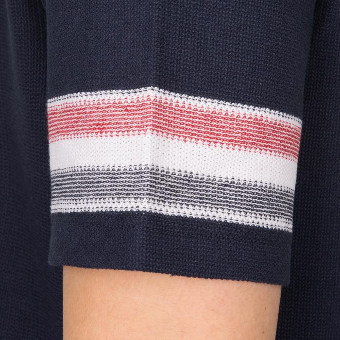 THOM BROWNE Textured Stripe Short Sleeve T-Shirt Navy