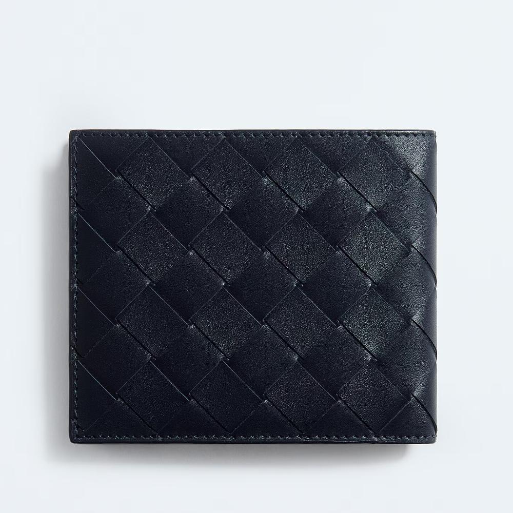 Bottega Veneta Intrecciato Two-Tone Midnight Basalt Bifold Wallet