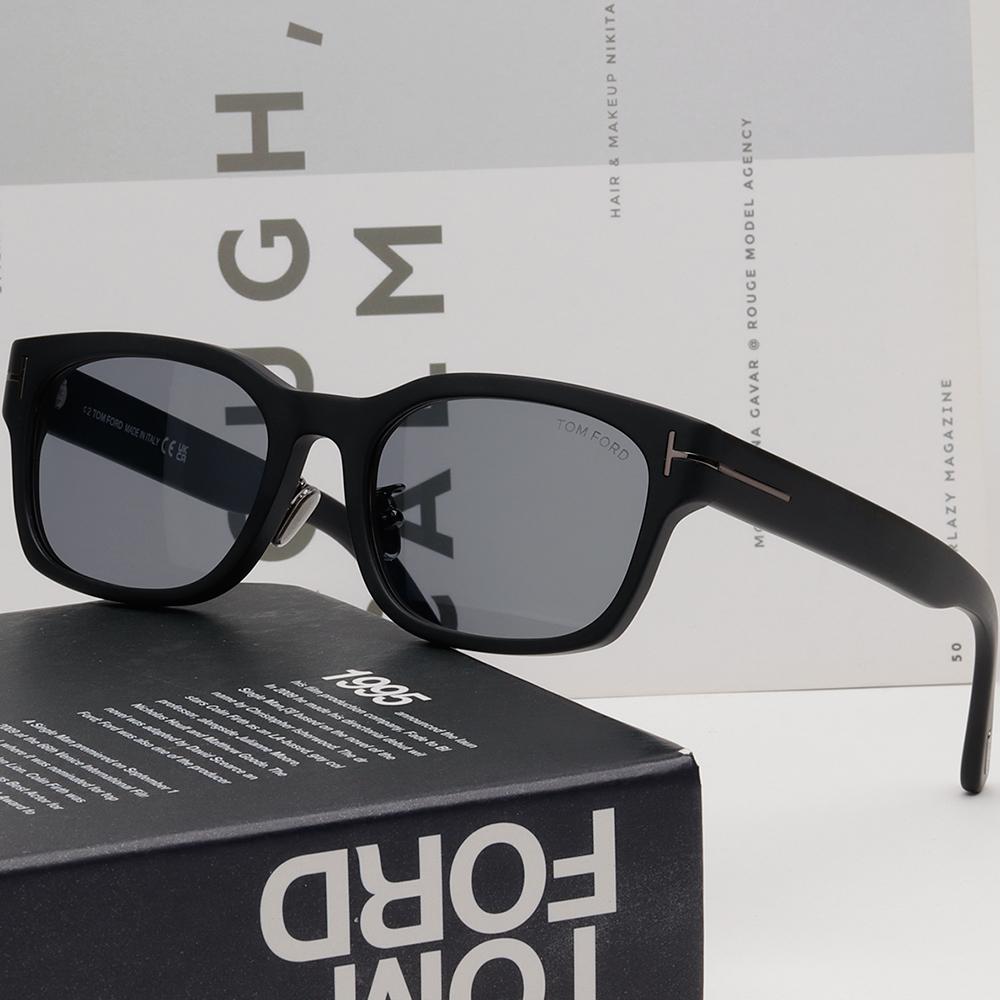 TOM FORD Gray Semi-Mirrored Matte Black Acetate Sunglasses Unisex TF1232DN 02A