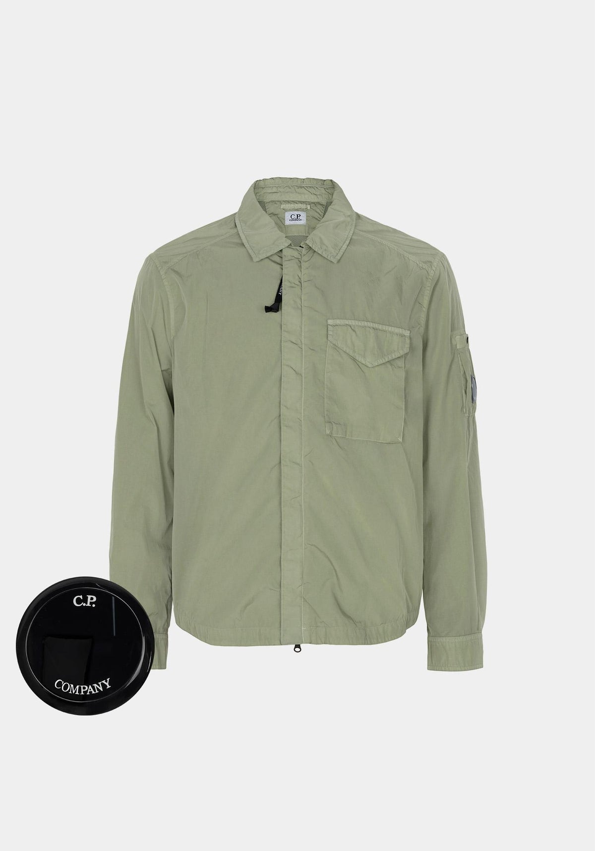 CP Company Moss Gray Chrome-R Zip Up Overshirt Jacket 20CMOS710A 005904G 610