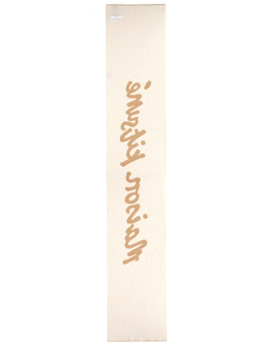 Maison Kitsune Wool Knit Scarf Beige