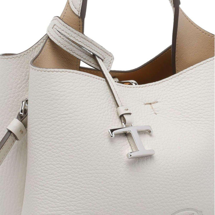 Tods T Timeless Micro White Leather Tote Bag for Women