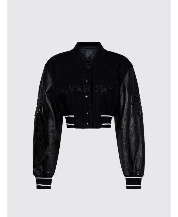GIVENCHY Cropped Varsity Jacket Black
