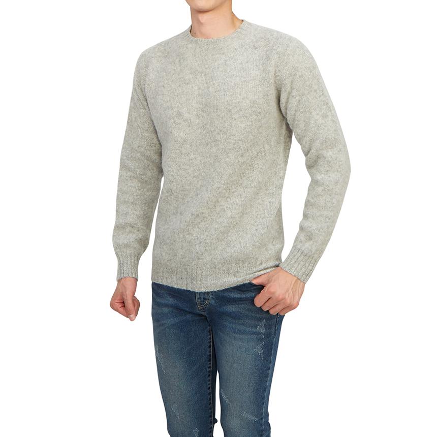 Harley OF SCOTLAND Shaggy Dog Silver Crewneck Wool Sweater Men