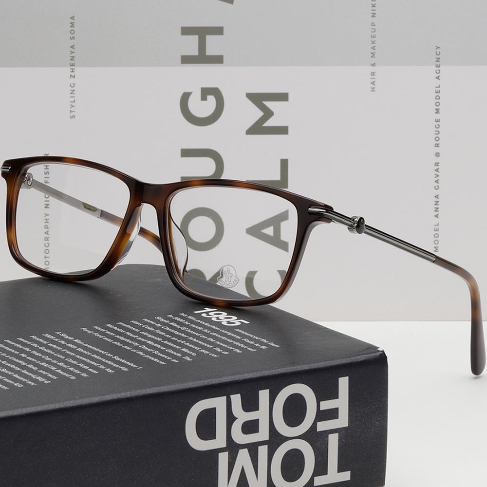 Moncler Tortoise Square Acetate Eyeglasses Asian Fit Unisex ML5205F 052