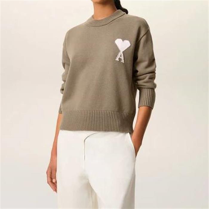 AMI Wool Cotton Crewneck Ami de Coeur Sweater
