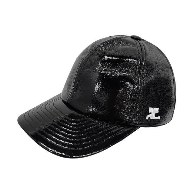 courreges Reedition Logo Vinyl Baseball Cap Black Unisex