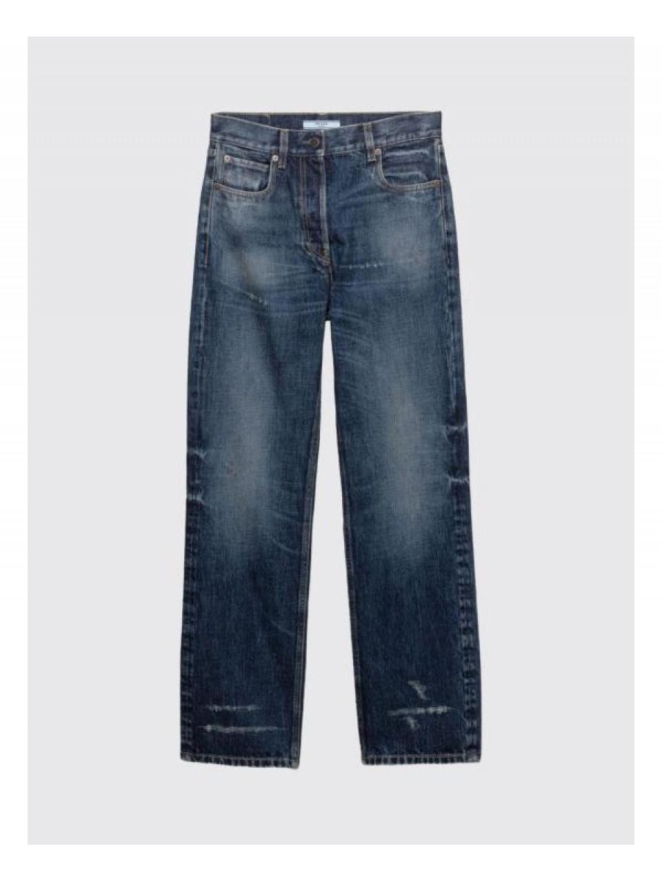 PRADA Straight Leg Washed Denim Jeans GFP544 1631 F0008