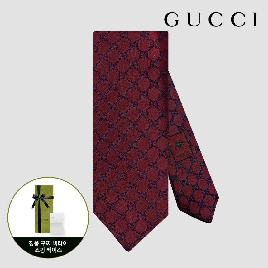 GUCCI Burgundy Logo Silk Tie for Men 456524 4B002 6068 GG