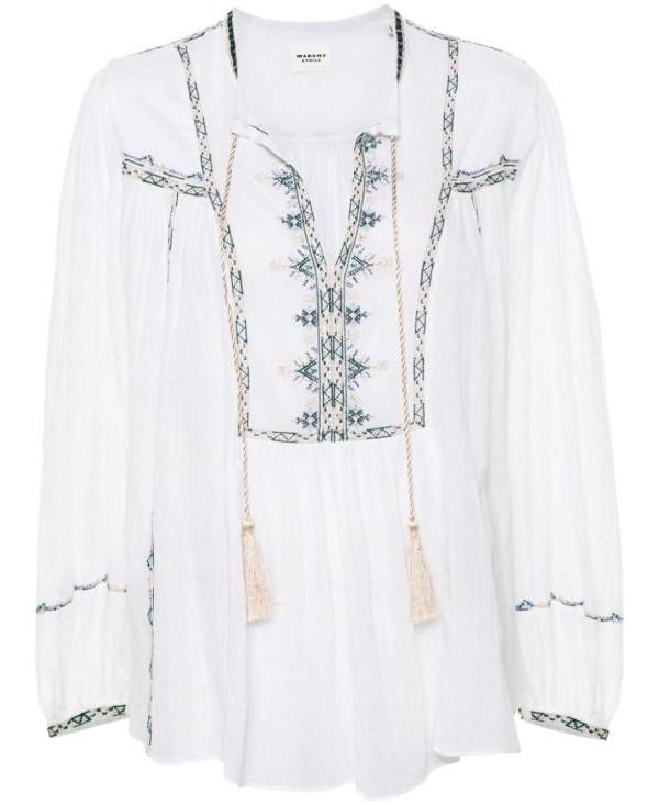 Isabel Marant SILEKIA Cotton Shirt White Round Neck Knit