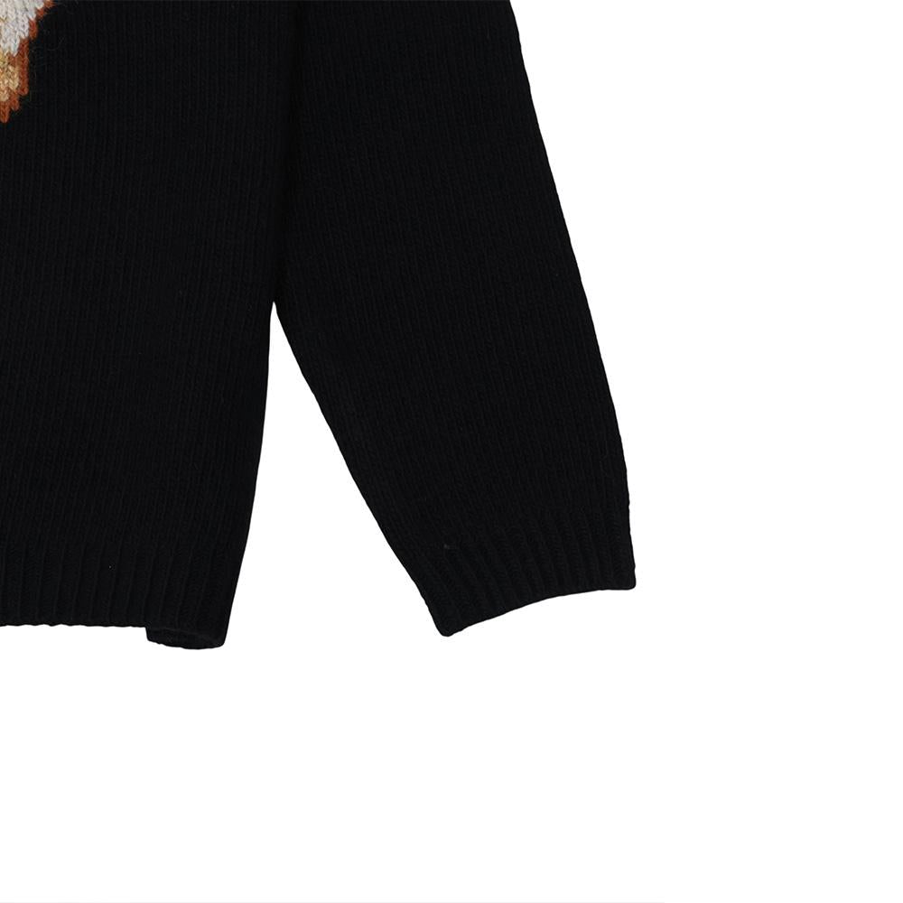 Maison Kitsune Dressed Fox Men’s Crewneck Knit Sweater Navy Wool