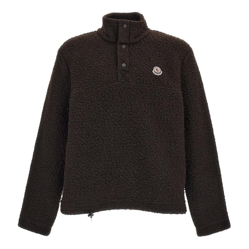 Moncler Logo Patch Men’s Turtleneck Knit Sweater Beige