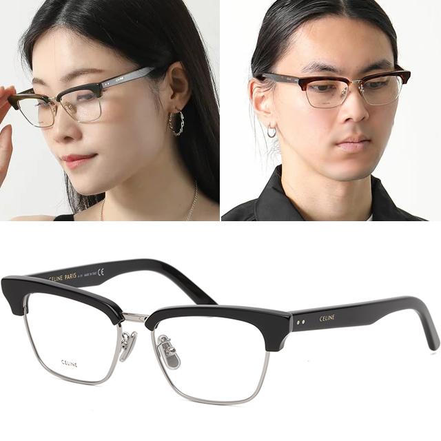CELINE Silver Half-Rim Browline Eyeglasses Unisex