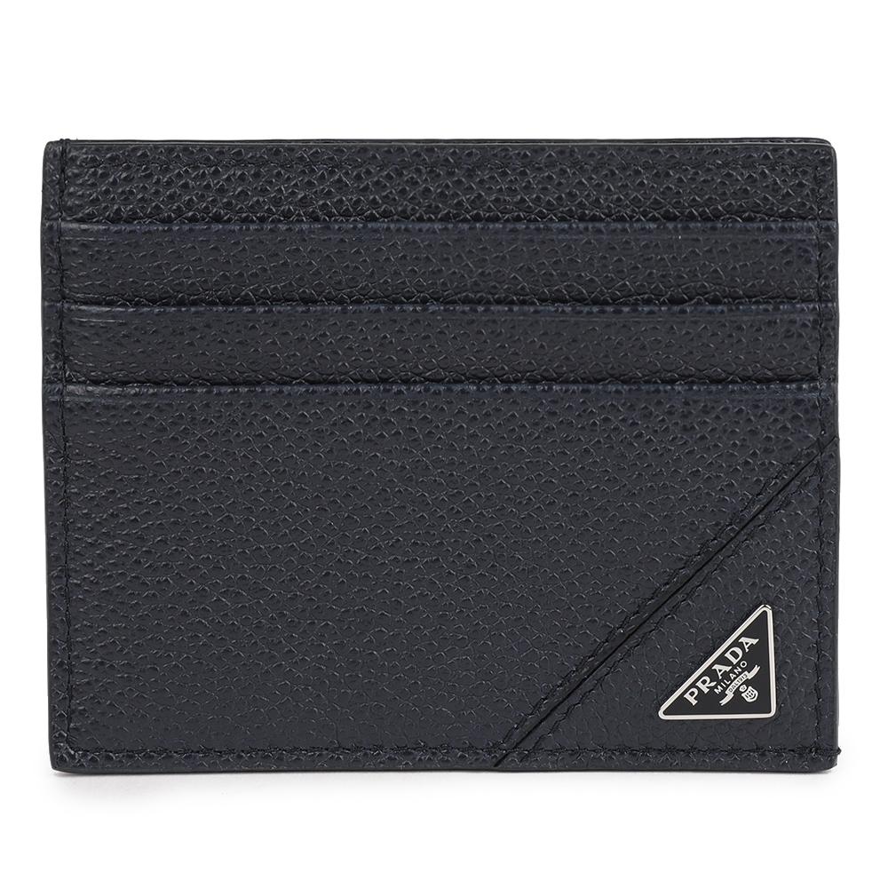 PRADA Vitello Grain Triangle Logo Leather Card Holder Wallet 2MC223 2CB2 F0216