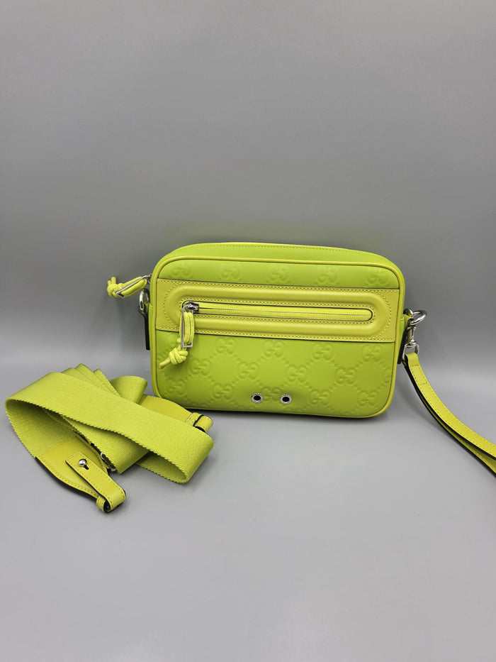 GUCCI Edge Rubber Small Crossbody Bag Green