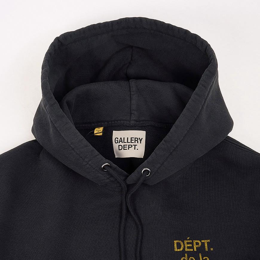 GALLERY DEPT. Black Logo Hoodie for Men DGH 50043