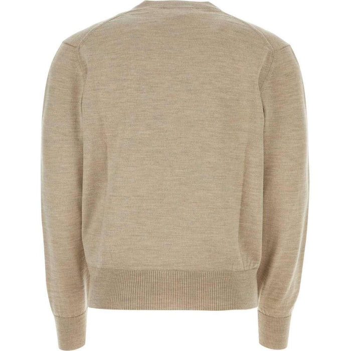 AMI Heart Logo Light Beige Cardigan Unisex Knit
