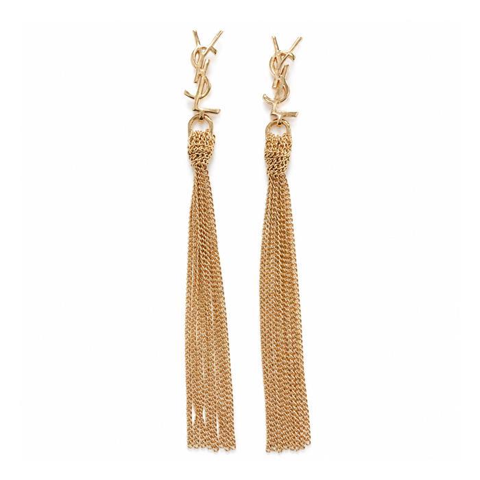 Saint Laurent Cassandra Tassel Earrings Gold-Tone Jewelry