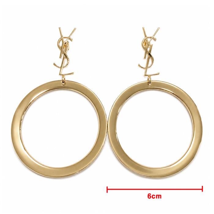 Saint Laurent Cassandra Pendant Hoop Earrings Gold-Tone Jewelry