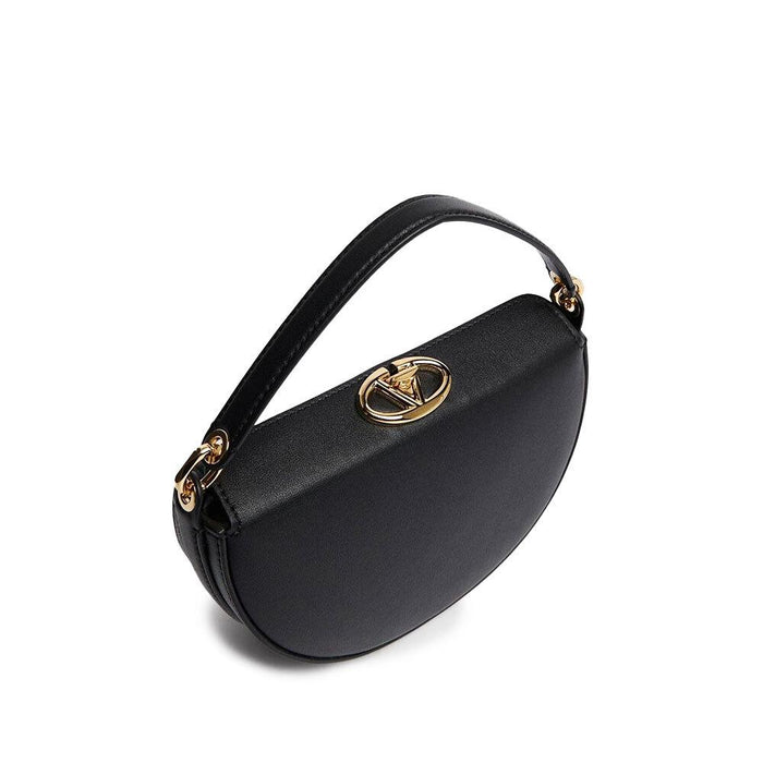 VALENTINO V Logo Leather Crossbody Tote Bag Black