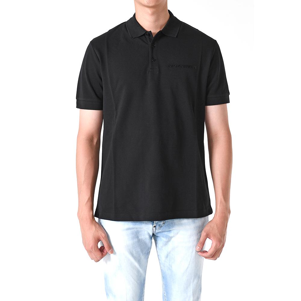 Emporio Armani Black Cotton Short Sleeve Polo Shirt