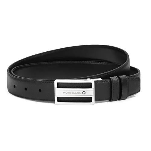 Montblanc Black Embossed Sartorial Reversible Leather Belt 30mm