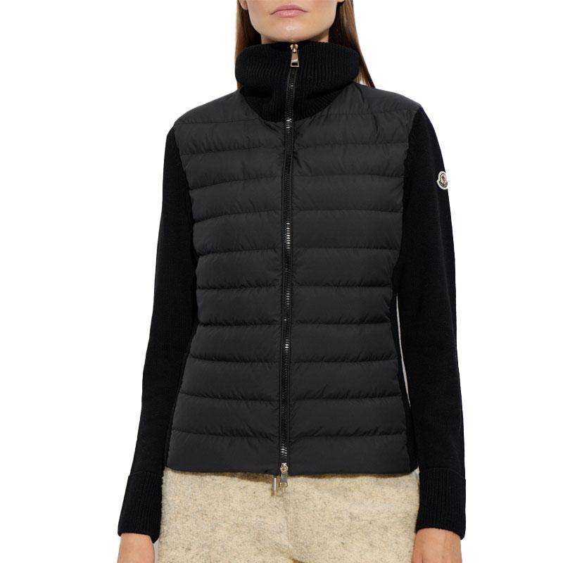Moncler Women’s Wool Padded Zip Cardigan Black