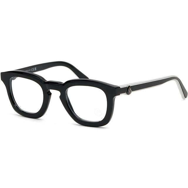 Moncler Black Thick Acetate Rectangular Eyeglass Frames Unisex ML5195 001