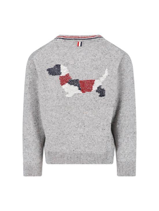 THOM BROWNE Light Grey Donegal Intarsia Hector Patchwork Cardigan