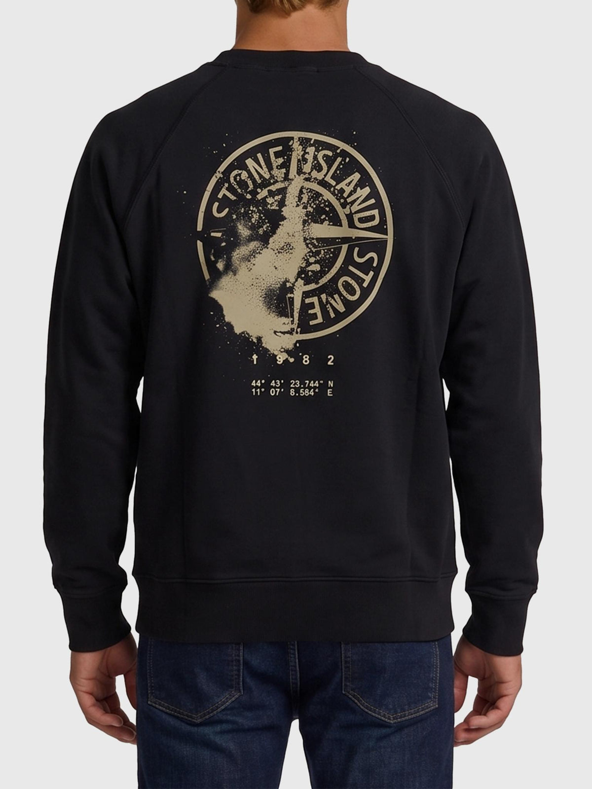 STONE ISLAND Black Cotton Logo Sweatshirt