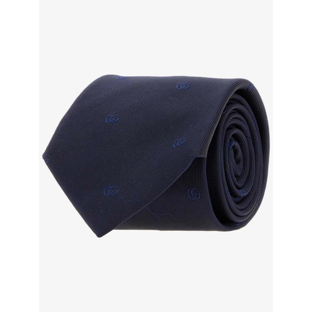GUCCI Double G Silk Tie Navy Men’s Accessory