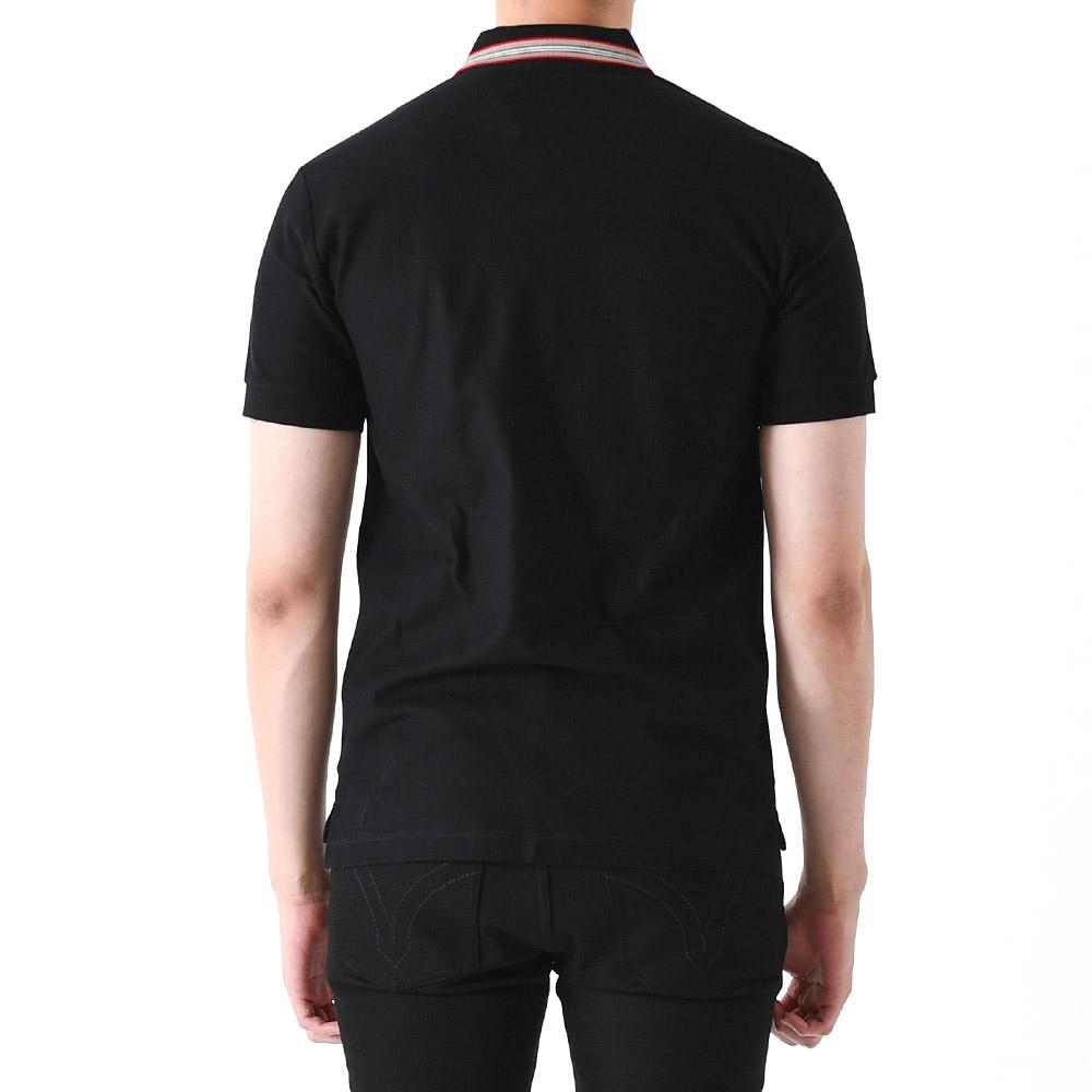 BURBERRY Icon Stripe Logo Embroidered Short Sleeve Polo Shirt Black