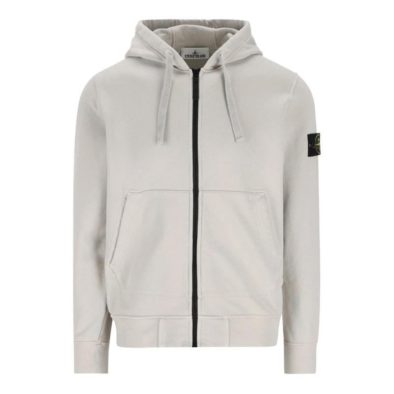 STONE ISLAND Logo Patch Men’s Hooded Zip Jacket Navy Cotton