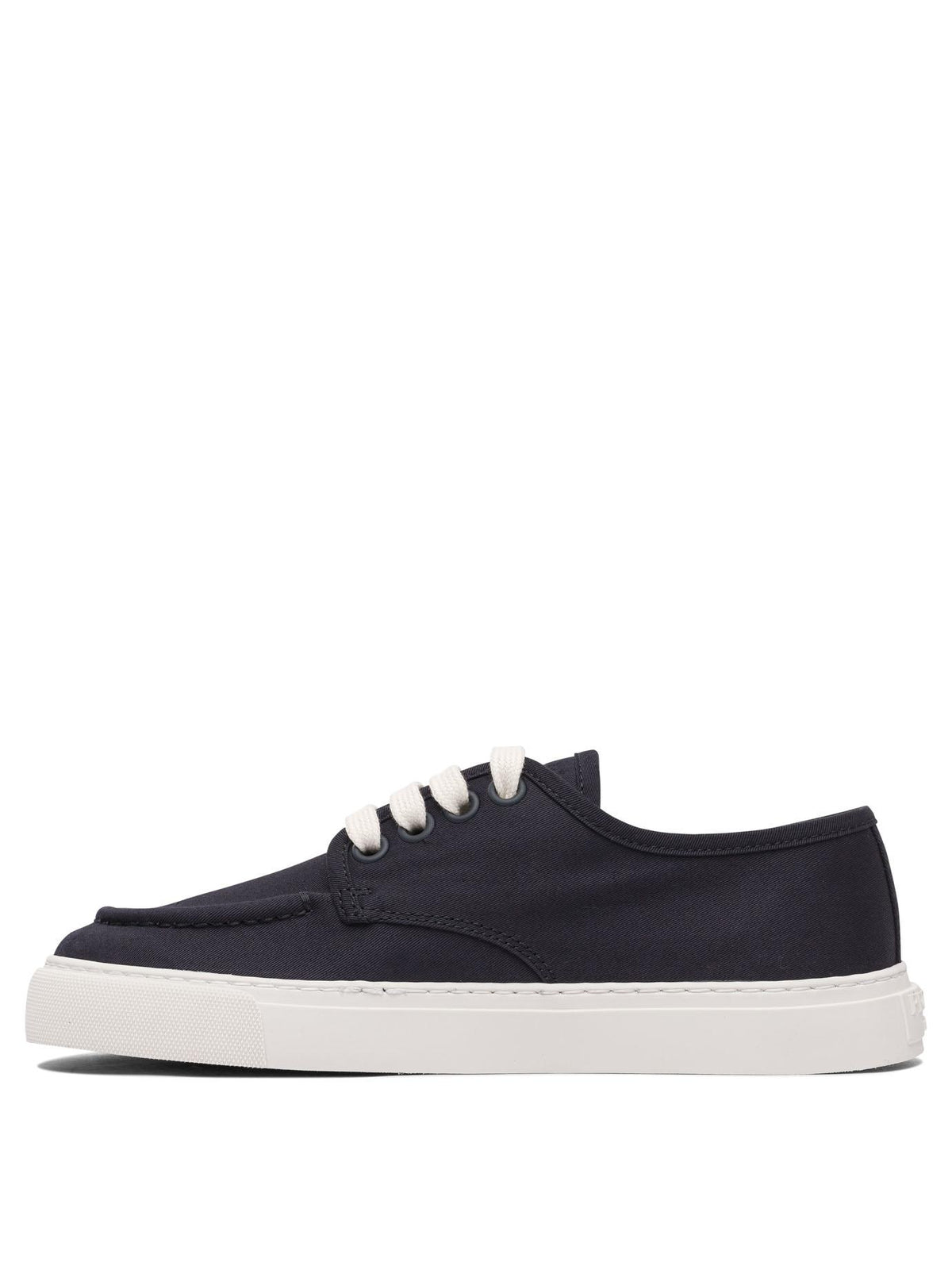 PRADA White Leather Low-Top Sneakers
