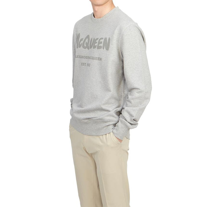 Alexander Mcqueen Logo Crewneck Sweatshirt Grey Men’s Cotton