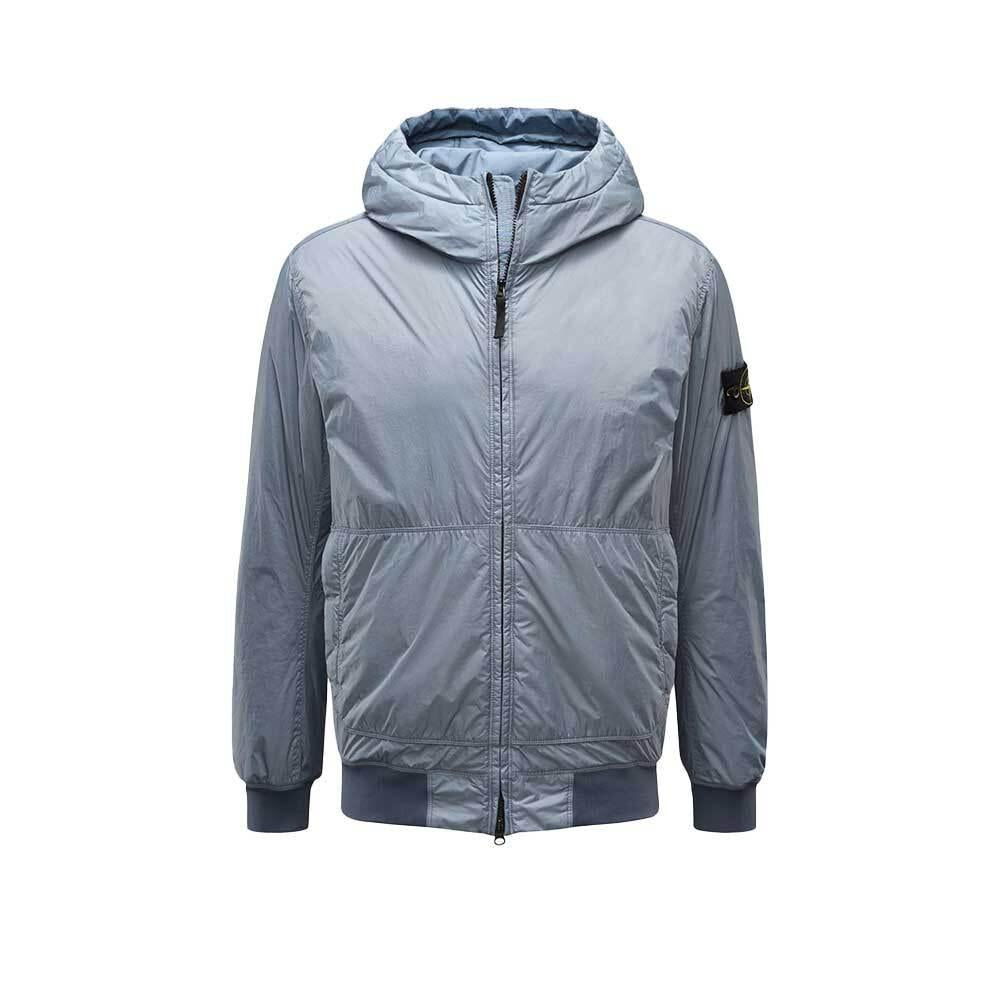 STONE ISLAND Crinkle Reps Avioblue Hooded Windbreaker Jacket