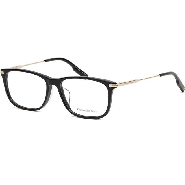 Zegna Black Square Acetate Eyeglass Frames Asian Fit Unisex EZ5233D 01A