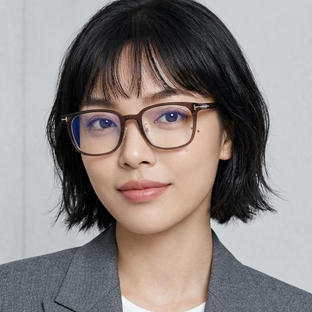TOM FORD Blue Light Blocking Semi-Transparent Brown Acetate Eyeglas TF5998KB 045