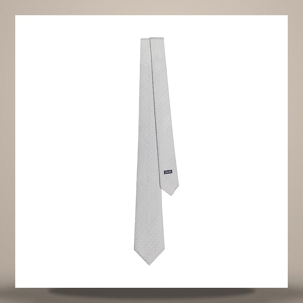 DIOR CD Icon Grey Silk Tie 59C1047B6009 C800
