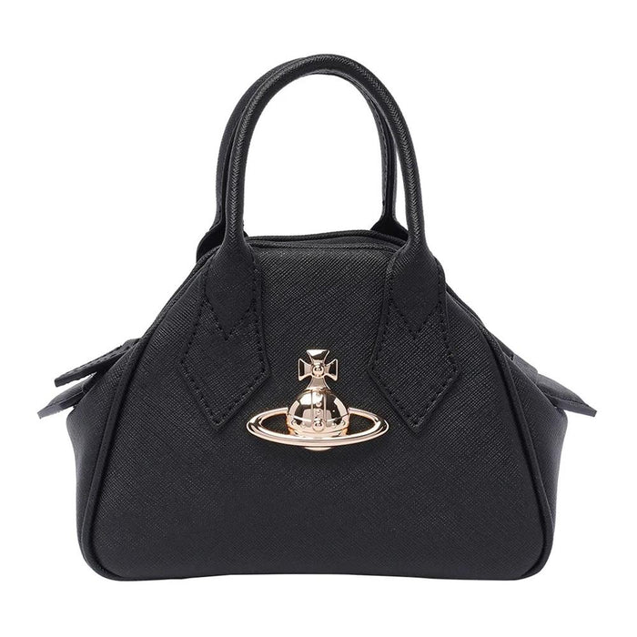Vivienne Westwood Gold Orb Black Saffiano Mini Yasmin Crossbody Bag
