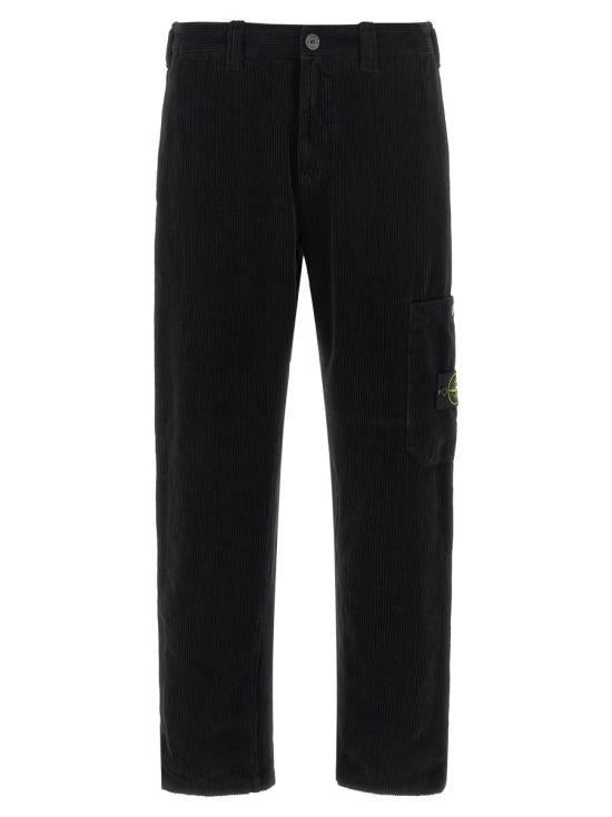 STONE ISLAND Organic Cotton Corduroy Regular Fit Pants with Snap Pockets