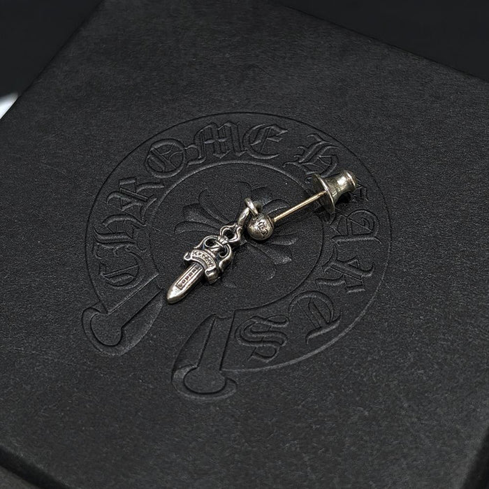 Chrome Hearts Silver CH Dagger Earring Unisex Jewelry