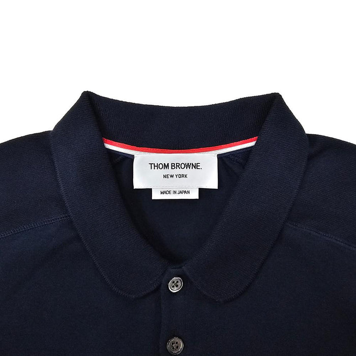 THOM BROWNE Diagonal Stripe Milano Cotton Polo Shirt Navy