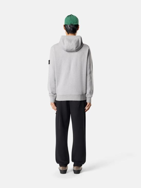 STONE ISLAND Dust Grey Melange Cotton Logo Hoodie Sweat L2S156100062 S0M51 V0M64
