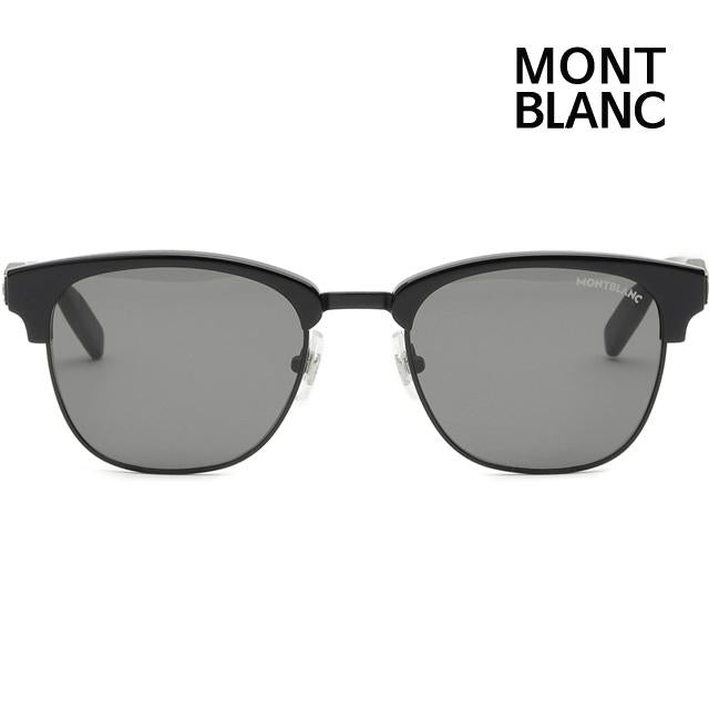 Montblanc Black Half-Rim Unisex Fashion Sunglasses MB0164S 001