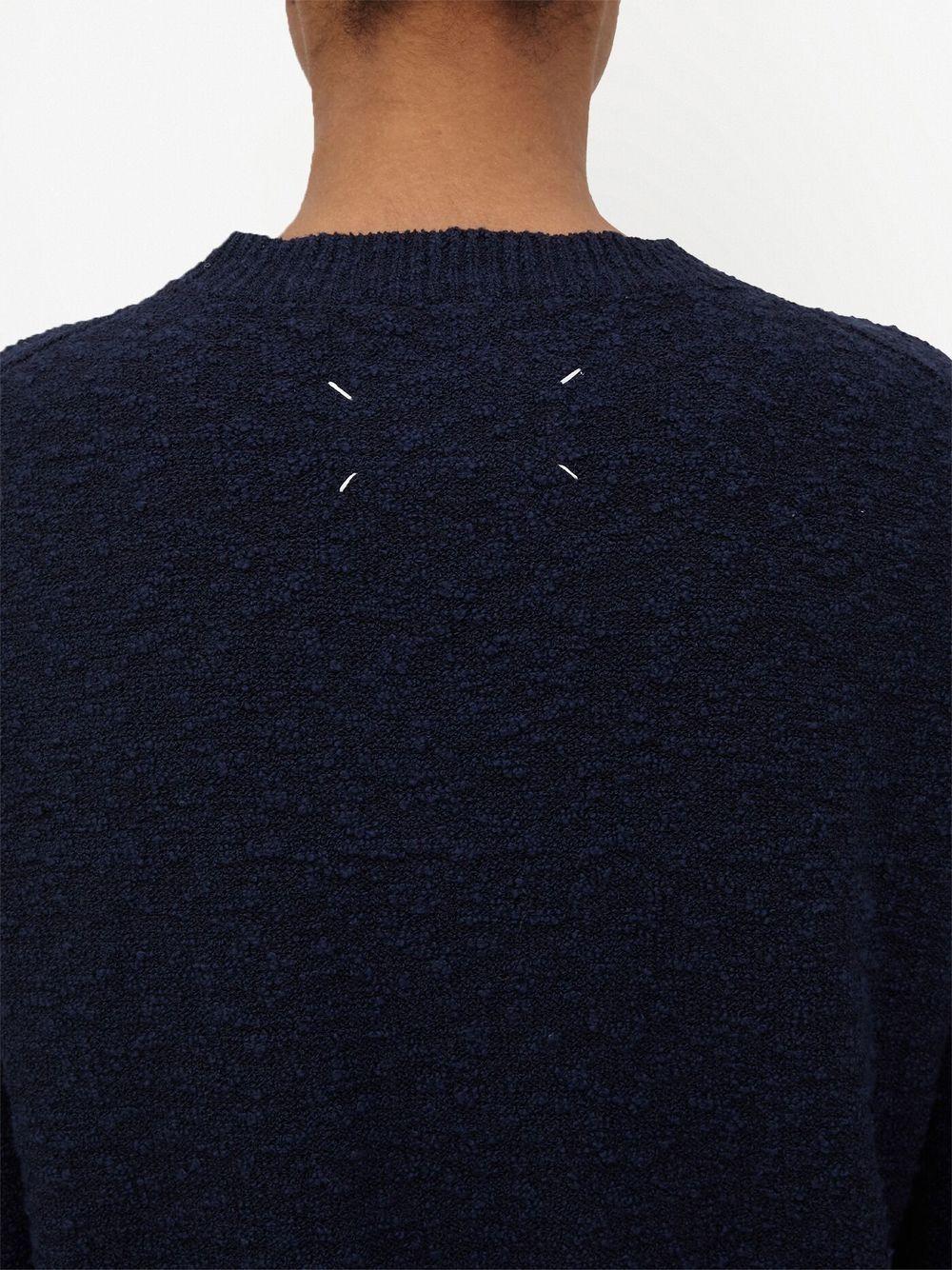 Maison Margiela Navy 4-Stitch Round Neck Knit Sweater Women