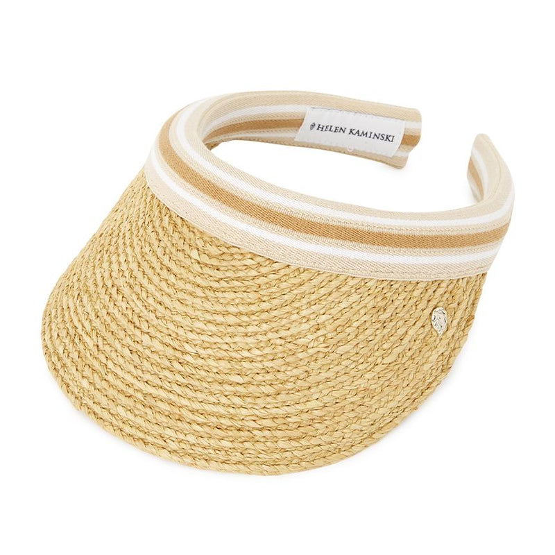 HELEN KAMINSKI Bianca 8 Stripe Women’s Visor Cap HAT52203 NATURAL NOUGAT STRIPE